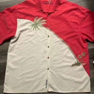 Bamboo Cay Men's Short Sleeve Shirt Textured Embroidery Hurricaine Palm Vacation